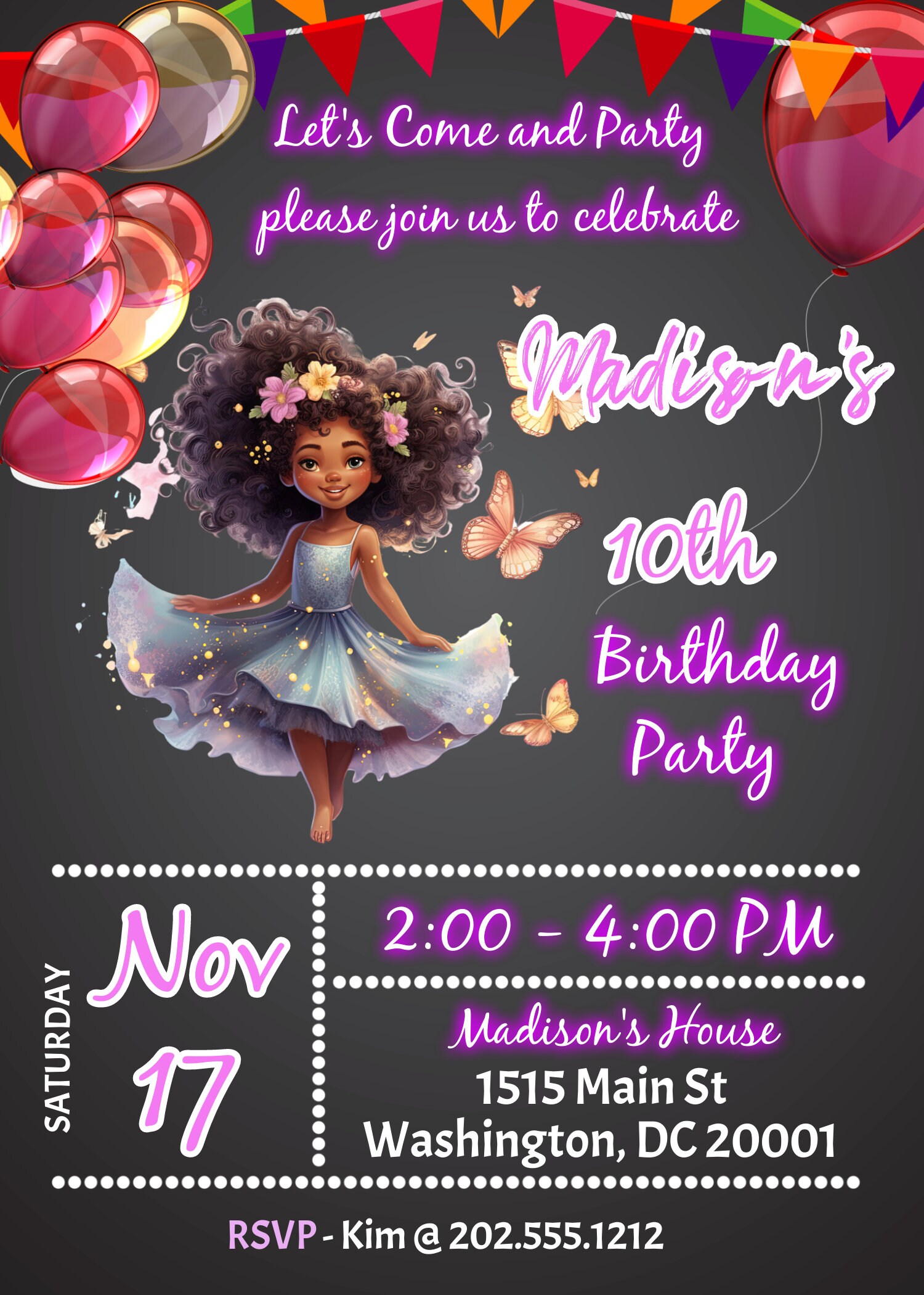 Black Girl Magic Birthday Theme Invitation Editable Customized - Etsy