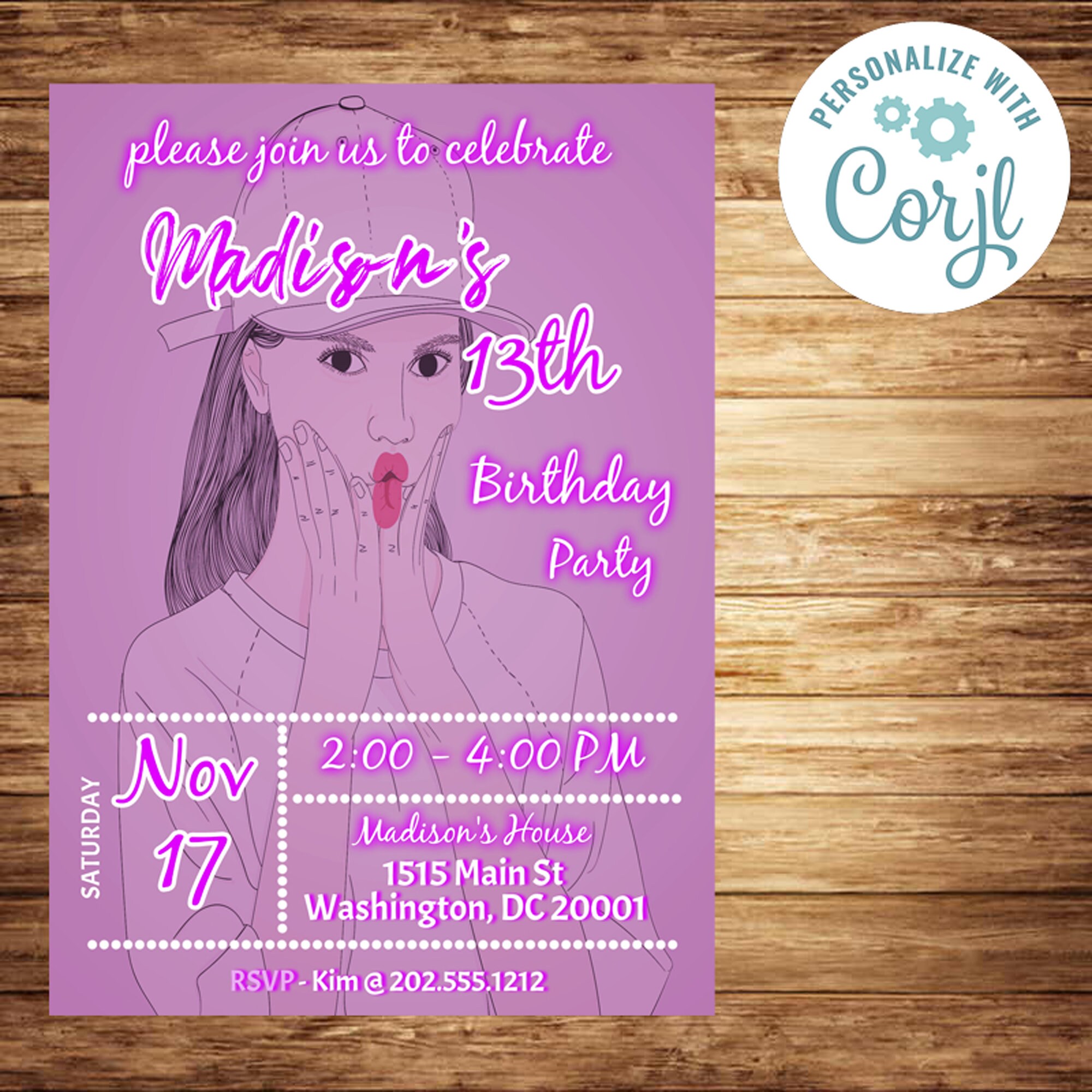 Girl Funny Birthday Theme Invitation Editable Customized - Etsy