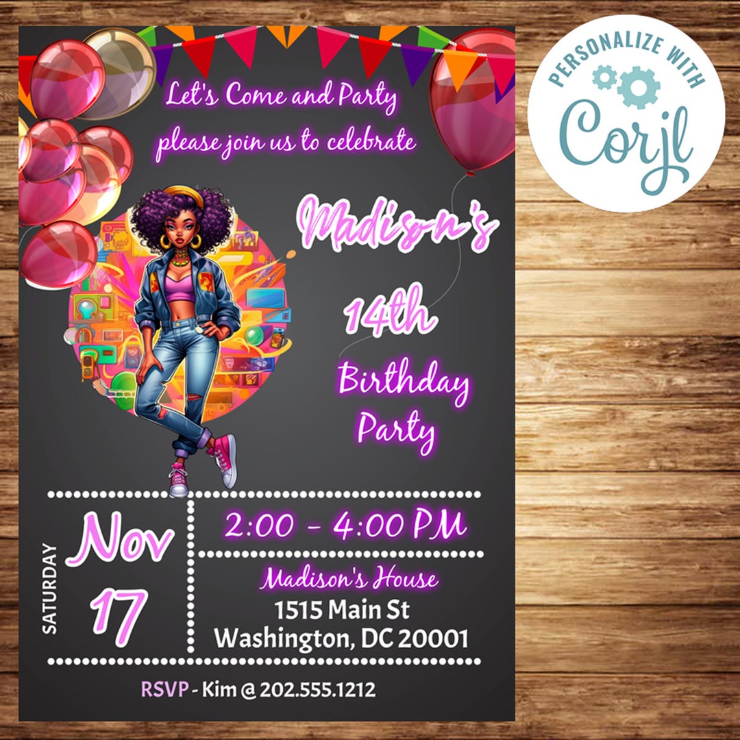 Beautiful Black Girl Magic Birthday Teen Theme Invitation - Etsy