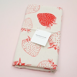 Strawberries Natural Kitchen Towel - Fruit, Kitchen Decor, Screen-printed Tea Towel, Housewarming Gift, Birthday Gift, Home Decor