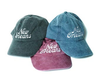 Retro New Orleans Embroidered Cap: Garment-Washed Cotton Twill