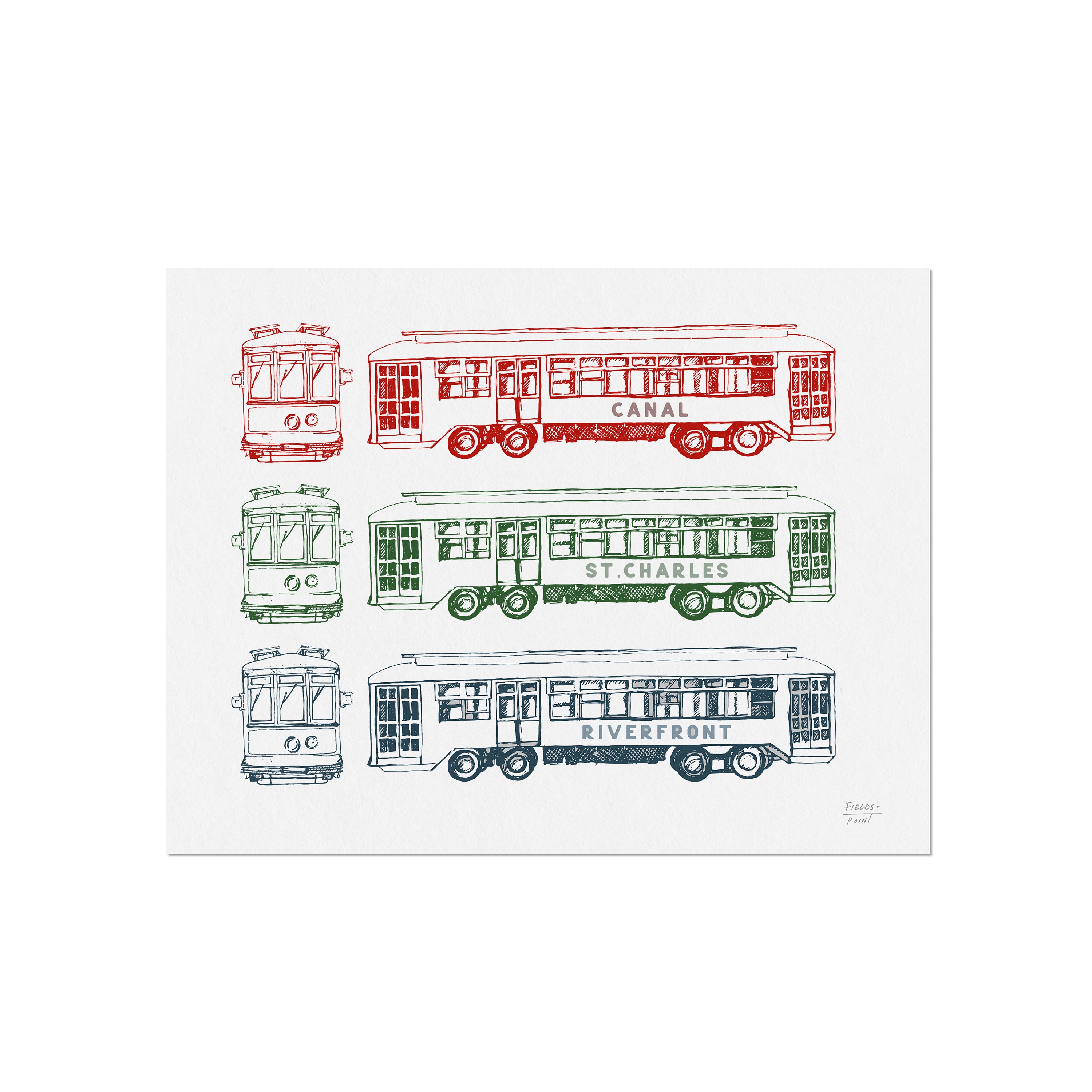 New Orleans Streetcar Lines Art Print, Wall Art, Home Decor, Nola