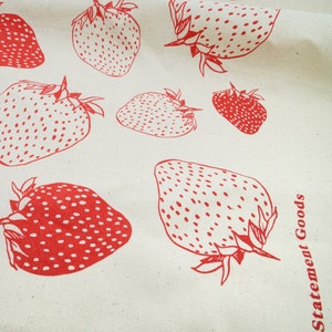 Strawberries Natural Kitchen Towel Fruit, Kitchen Decor, Screen-printed Tea Towel, Housewarming Gift, Birthday Gift, Home Decor image 4