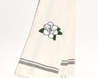 Magnolia Embroidered Decorative Kitchen Towel