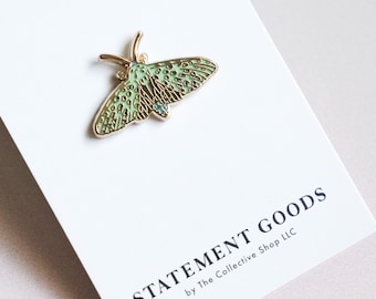 Gold Plated Colorful Leopard Moth Enamel Pin: Insect Pin