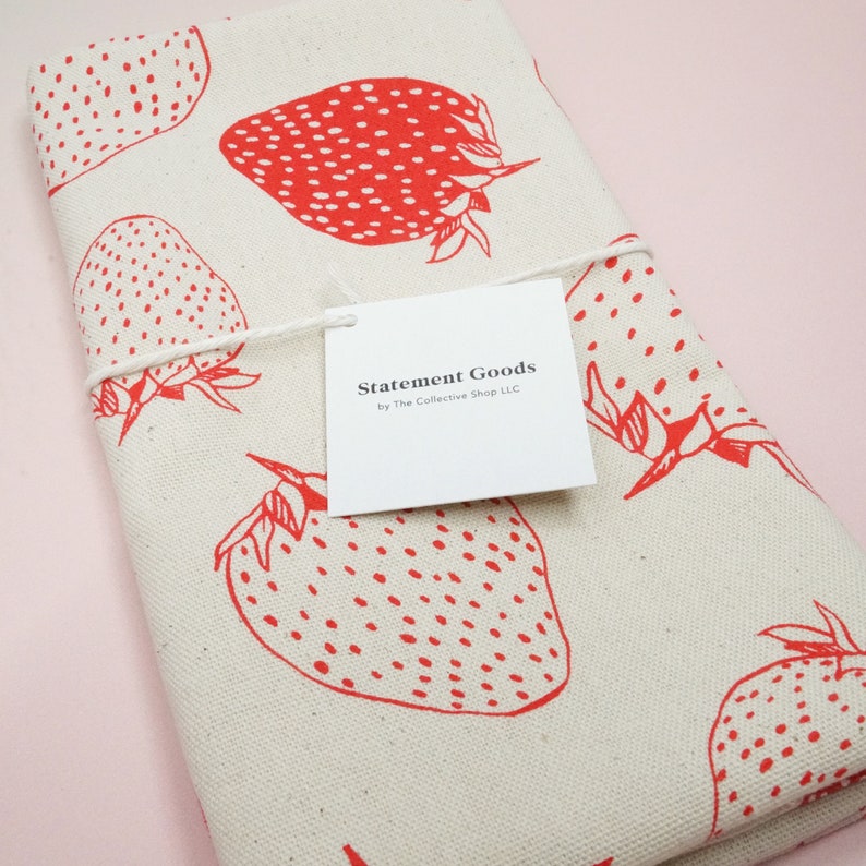 Strawberries Natural Kitchen Towel Fruit, Kitchen Decor, Screen-printed Tea Towel, Housewarming Gift, Birthday Gift, Home Decor image 5