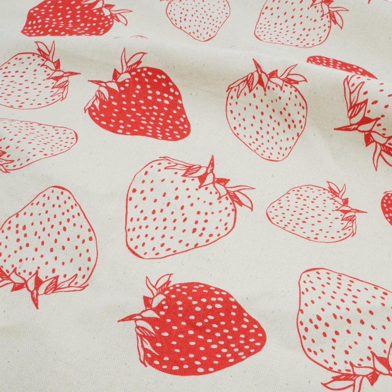 Strawberries Natural Kitchen Towel Fruit, Kitchen Decor, Screen-printed Tea Towel, Housewarming Gift, Birthday Gift, Home Decor image 3