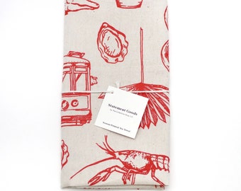 New Orleans Kitchen Towel: Screen-Printed Cotton Tea Towel