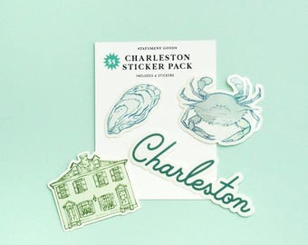 Charleston Sticker Pack: Oyster, Crab, House, City Decals