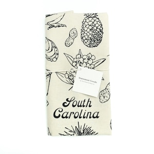 South Carolina Illustrated Kitchen Towel - Kitchen Decor, Screen-printed Tea Towel, Housewarming Gift, Birthday Gift, Home Decor