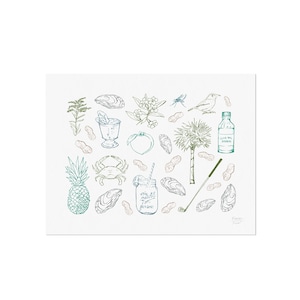 South Carolina Illustrated Art Print, Wall Art, Home Decor, South Carolina Art