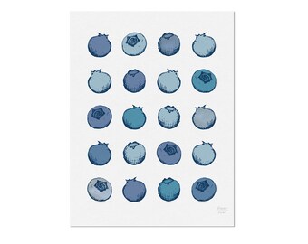 Blueberries - Abstract Fruit Art Print - Illustration