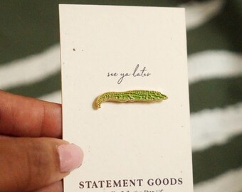 Gold Plated Alligator Enamel Pin: Louisiana Souvenir