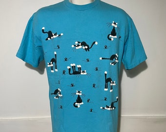 Vintage 1987 Funny Cat and Mouse Tee L