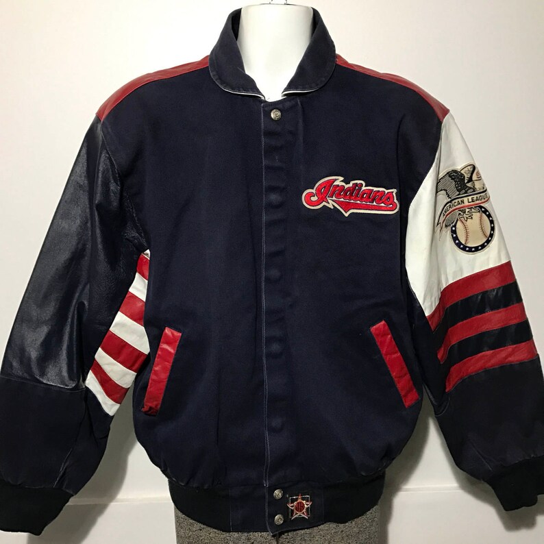 Vintage Cleveland Indians Leather / Jean Jacket by Jeff | Etsy