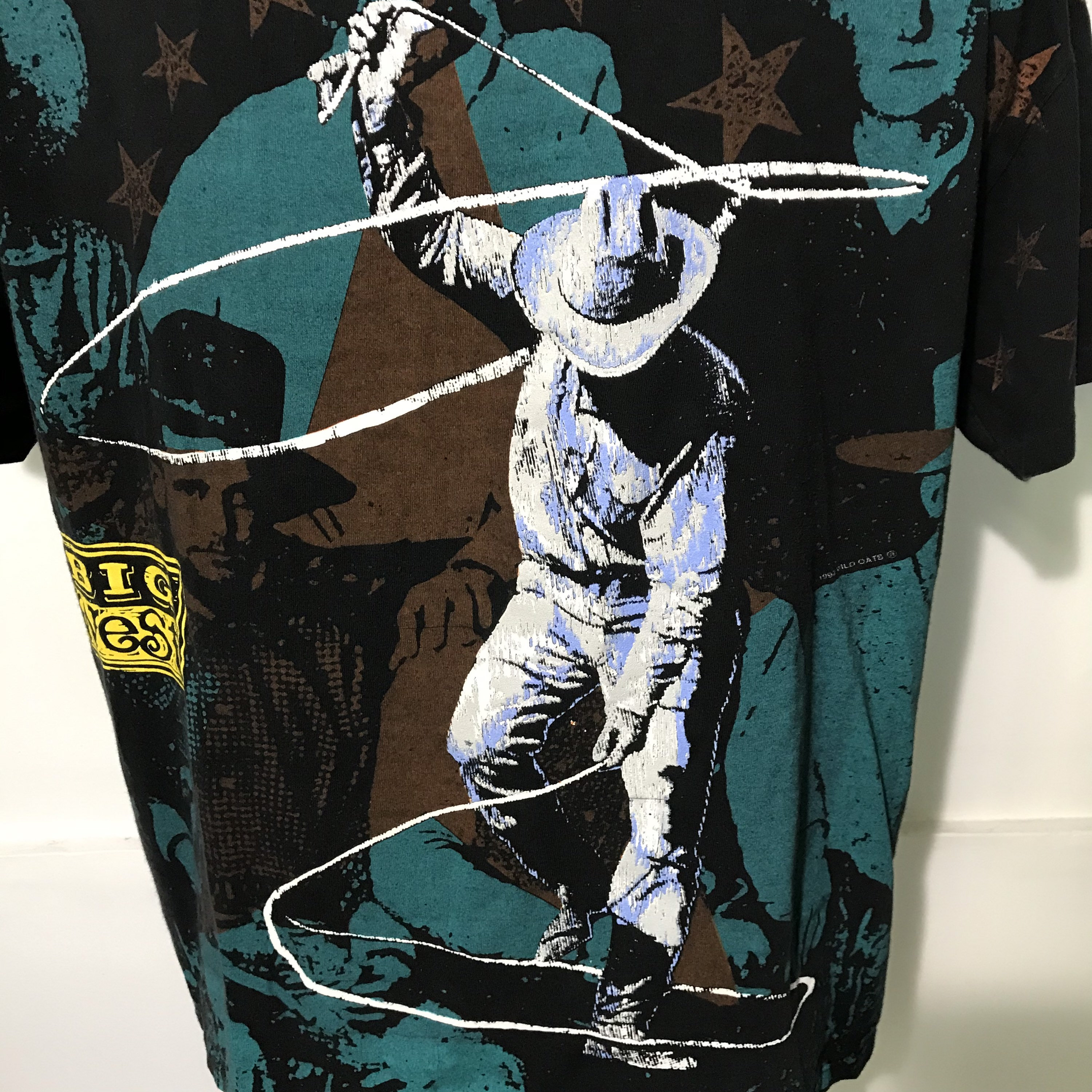 Vintage 1992 All Over Print Big West Cowboy Tee by Wild Oats