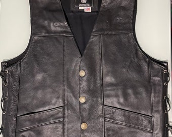 Vintage Leather Lace Up Vest L