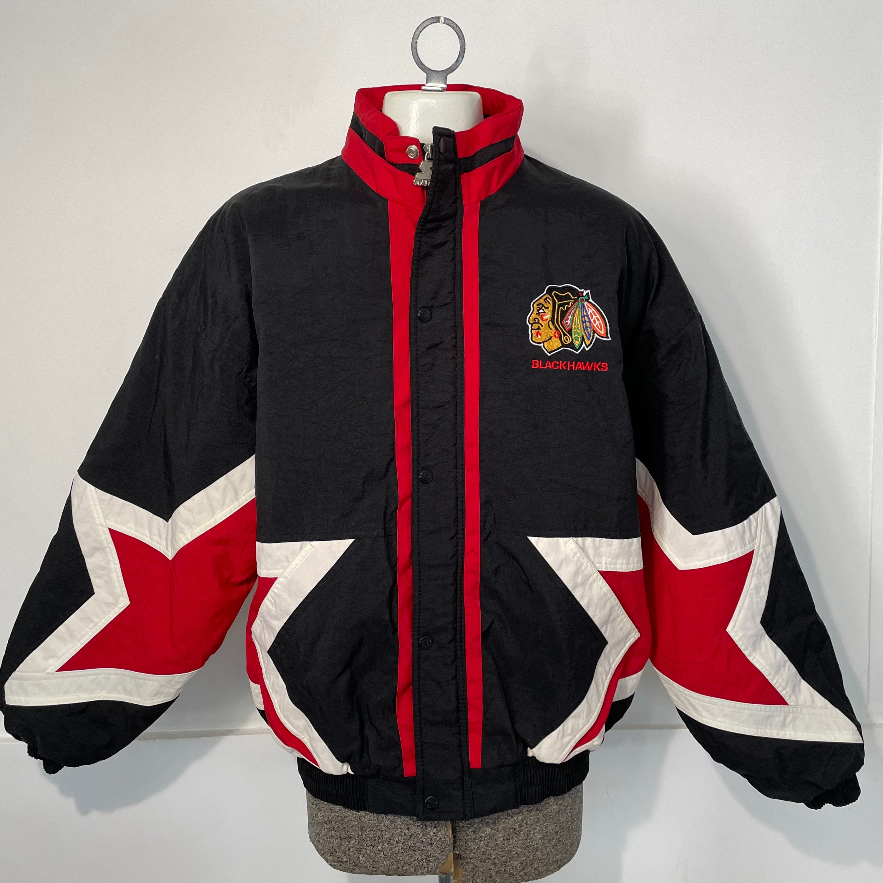 Chicago Blackhawks Embroidered Crest Lace-up Jersey Hoodie Jacket