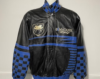 Vintage McCann Racing Genuine Leather Jacket L