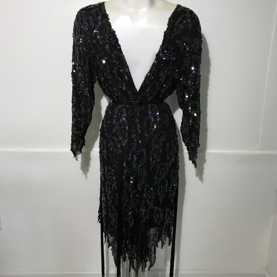 black sequin kimono dress