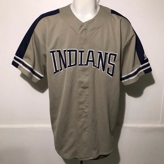 Vintage Starter Cleveland Indians Pinstripe MLB Baseball Jersey Size XL