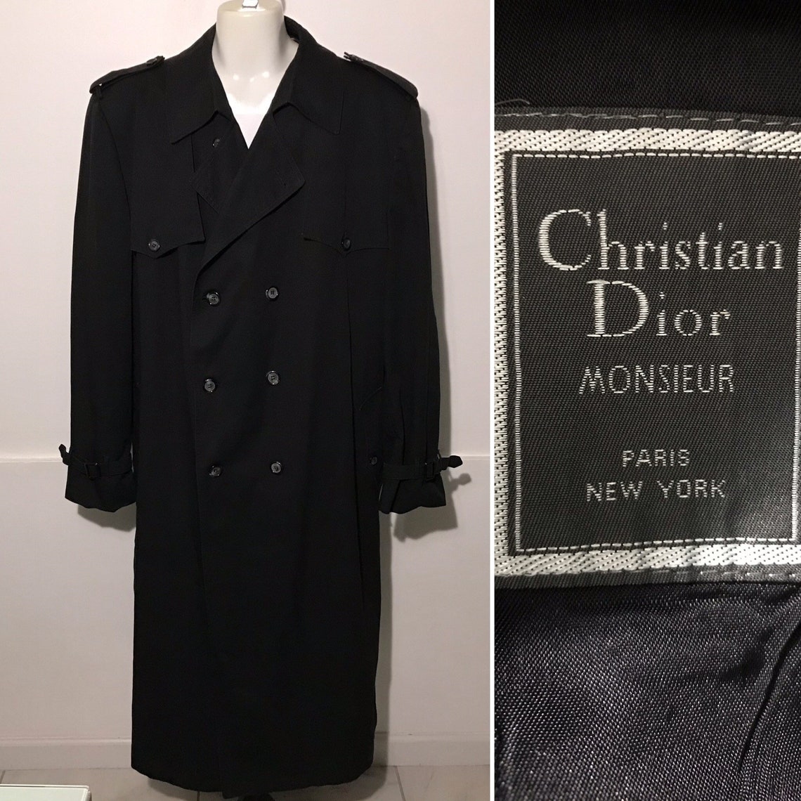 Vintage Christian Dior Trench Coat Mens XL | Etsy