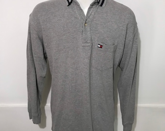 Vintage Tommy Hilfiger Flag Long Sleeve Pullover Polo M