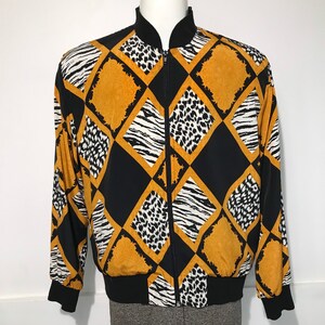Vintage Silk Style Animal Print Jacket M