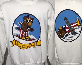 Vintage Bear America Sweatshirt L