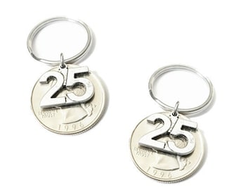 Regali per il 25° anniversario per il marito Regalo per il 25° compleanno 1999 2000 2001 25 anni e contando Portachiavi Penny Portachiavi Penny fortunato - Italia