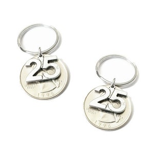 25th Silver Anniversary Gifts for Husband Wife, 2000 2001, 2002 25 Years Together, I Still Choose You I still Do Quarter Keychain Key Chain