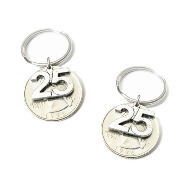25th Silver Anniversary Gifts for Husband Wife, 1998 1999 2000, 25 Years Together, I Still Choose You I still Do Quarter Keychain Key Chain