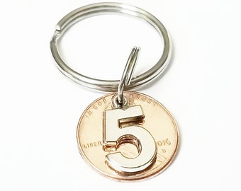 2020 5th Anniversary Gifts for Men, Women, Boyfriend Girlfriend gift, Five Year Anniversary, 5 Years Together, Husband Wife Keychains