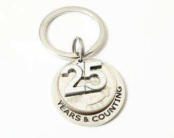 25th Birthday Gifts, 25th Anniversary Gifts, 1999 2000 2001, 25 Years and Counting 2000 Birthday Gifts, 2000 Quarter Keychain Husband