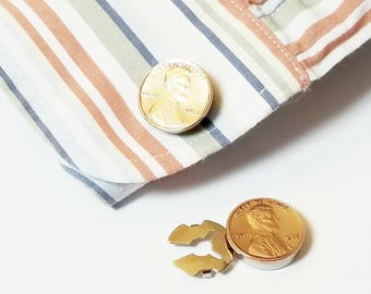 15th Anniversary Gift  2006 2007 2008 Penny Dime Button Cover Cuff links Coin Cufflinks For Him Present