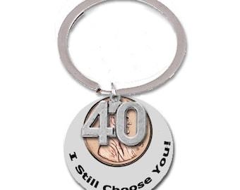 40th Anniversary Gifts for Men 1982 1983 1984 40 years and counting I Still Choose You Key Chain Lucky Penny Keyring Keychain I still do