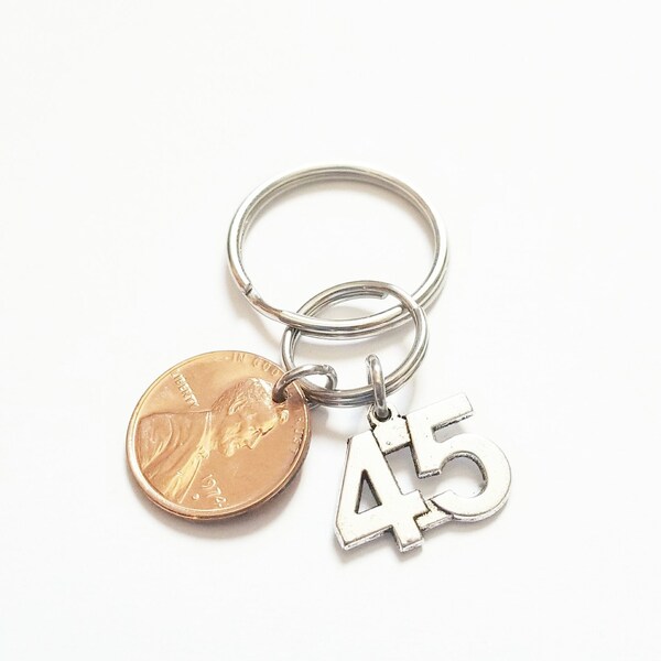 45th Birthday Gift 1977 1978 1979 45th Anniversary Gift Penny Keychain Lucky Penny 45th Birthday Ideas 45 years and counting, Retirement