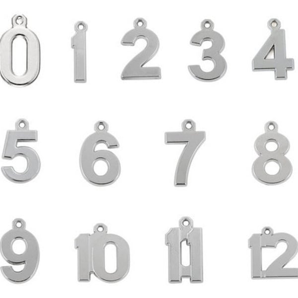 Number Charm 0-51 Numeric Charms Birthday Anniversary Year - 1st 5th 10th 15th 16th 18th 21st 25th 30th 40th 50th 60th 70th 80th