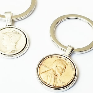 Lucky Penny Dime Key Chain Birthday Gift Anniversary Gifts for Men Lucky Penny Keyring US 1 cent Keychain 10 Cents Key chain I still do