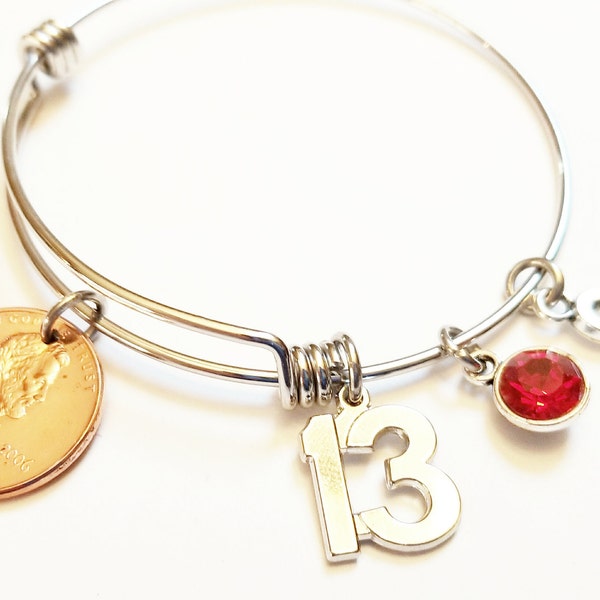 13th Birthday Gifts for Girls 2009 2010 2011 Penny Bracelet thirteenth Birthday Gifts for Girls Jewelry, Bat Mitzvah Gift Rite of Passage