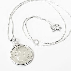 80th Birthday Gifts for Women 1945 1946 1947 Sterling Dime Necklace Mercury Silver Dime Born in 1945 Gifts for Women Mom Grandma jewelry