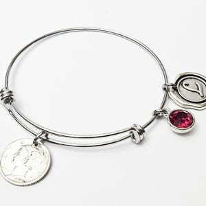 85th Birthday Gift US 1940 1941 1942 Mercury 90% Silver Dime Bracelet Birthstone Mom Bangle initial Born in 1941 Gifts for Women Mom Grandma