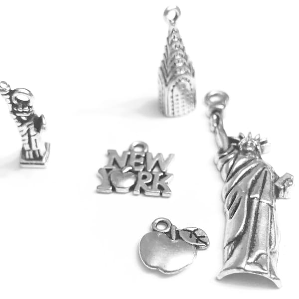 New York Chrysler Building Big Apple Statue de la Liberté J’aime NY Charms - La liste est pour One Charm