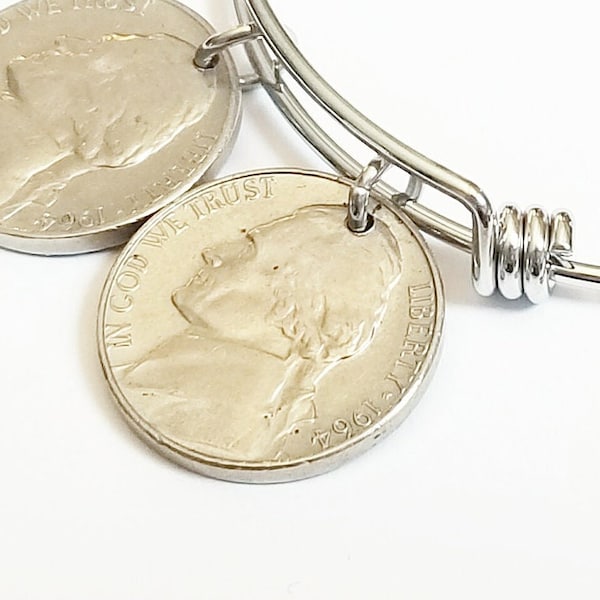 US Nickel Charm 5 Cents Happy Birthday Gift Lucky Nickel Five Cents Buffalo Graduation Birth Year charm 30th 40th 50th 40th 60th - ONE COIN