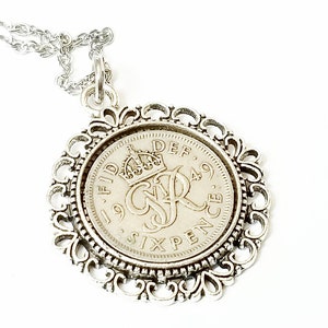 1951 74th Birthday Gifts Lucky Sixpence Pendant Necklace Bracelet Key Chain 1951 Birthday Gifts 74 & Counting, Wedding Gift for the Bride