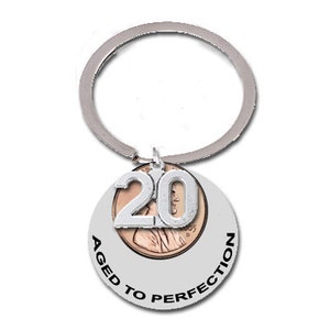 20th Birthday Gift 2004 2005 2006 Aged to Perfection 20 Years and Counting Penny Key Chain Wedding Lucky Penny 19th 21st Keychain Keyring