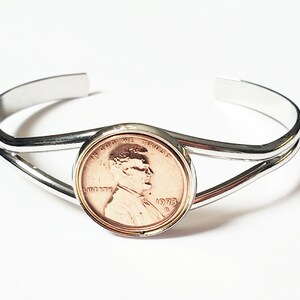 50th Birthday Gifts for Women 1974 1975 1976 US Penny Bracelet Expandable Bangle Cuff Stainless Born in 1973 Gifts BFF Gifts Coin Jewelry