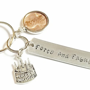 Cadeaux 40e anniversaire pour elle 1984 1985 1986 Quarante et fabuleux cadeaux pour lui Penny estampé à la main porte-clés cadeau pièce de monnaie bijoux porte-clés