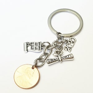 Class of 2025 Graduation Gift Key Chain Key Ring Luck Penny College High School Graduation University Penny KeyChain Charms Birthday keyring