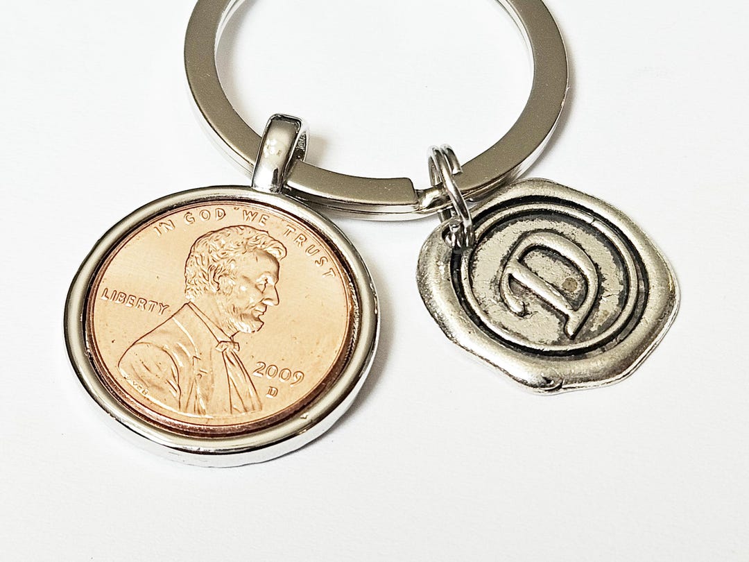 Penny Key Chain Birthday Key Chain Birth Year Birthdate Coin Bezel ...